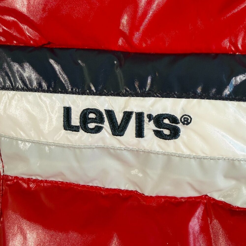 Kids LEVIS Red Hooded Puffer Jacket 6-7 - Picture 7 of 16